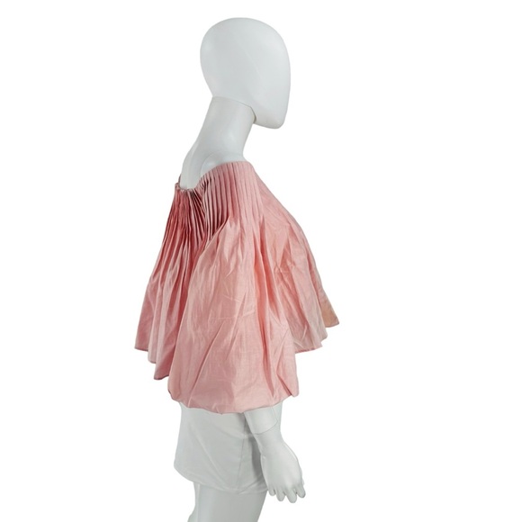 Hyacinth House NEW Light Pink Off the Shoulder Portia Pleated Blouse Size XXS - Picture 7 of 9